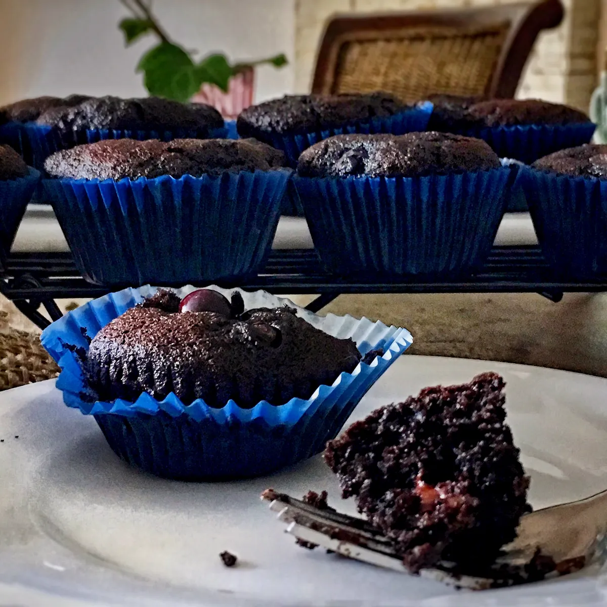 Chocolate blueberry muffins..