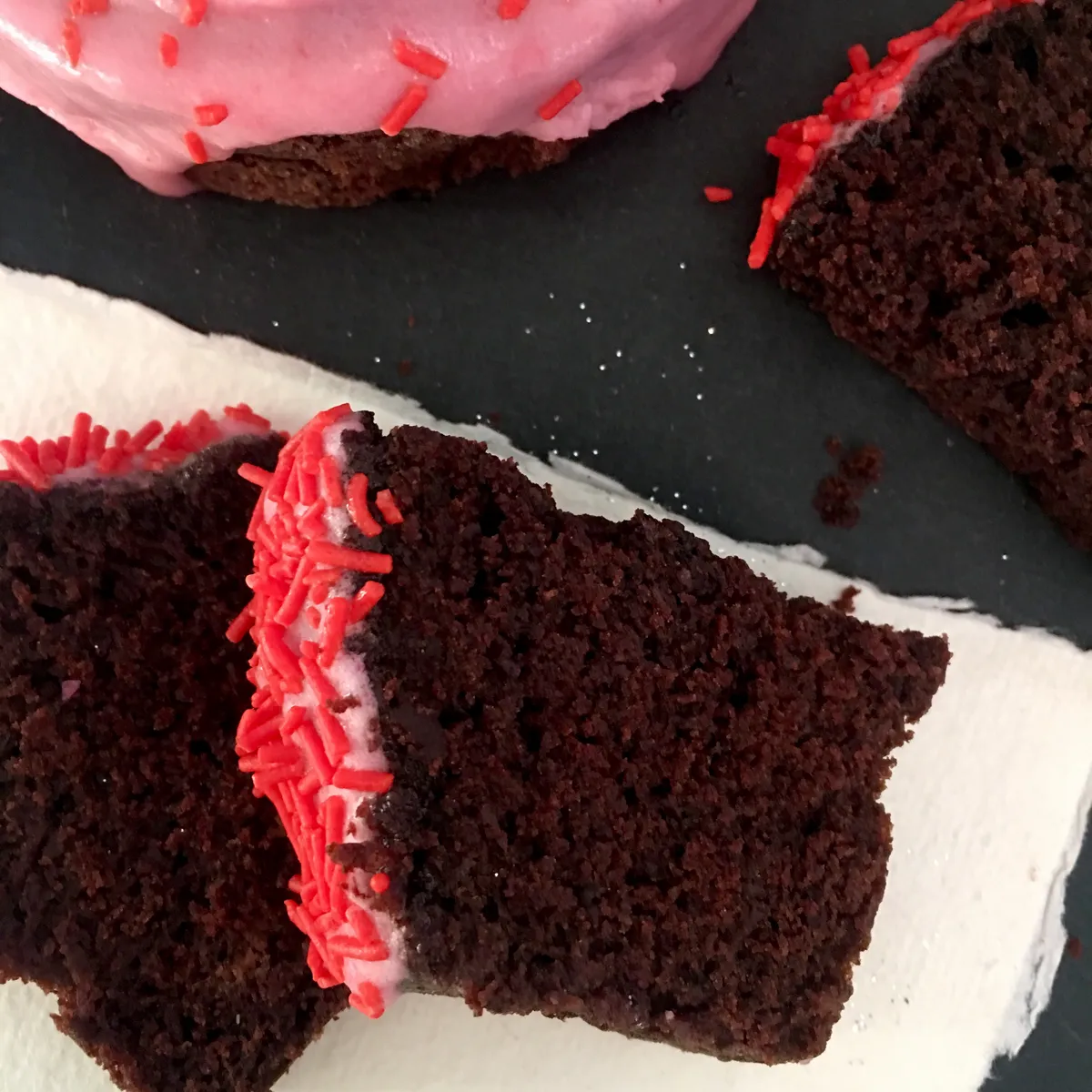 Chocolate cake with cherry glaze